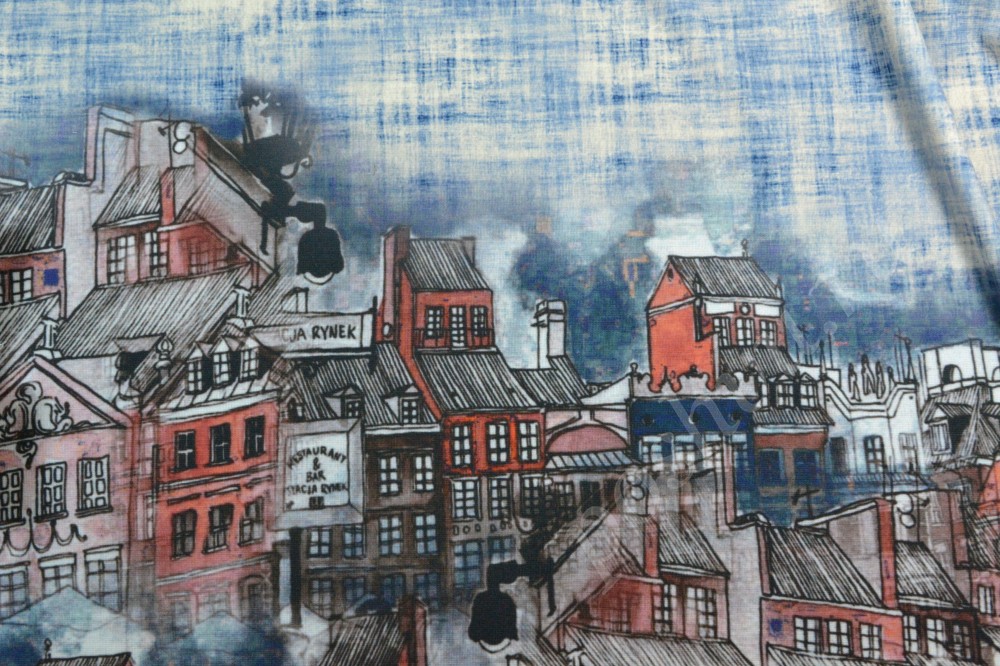 Трикотажная ткань с изображением города