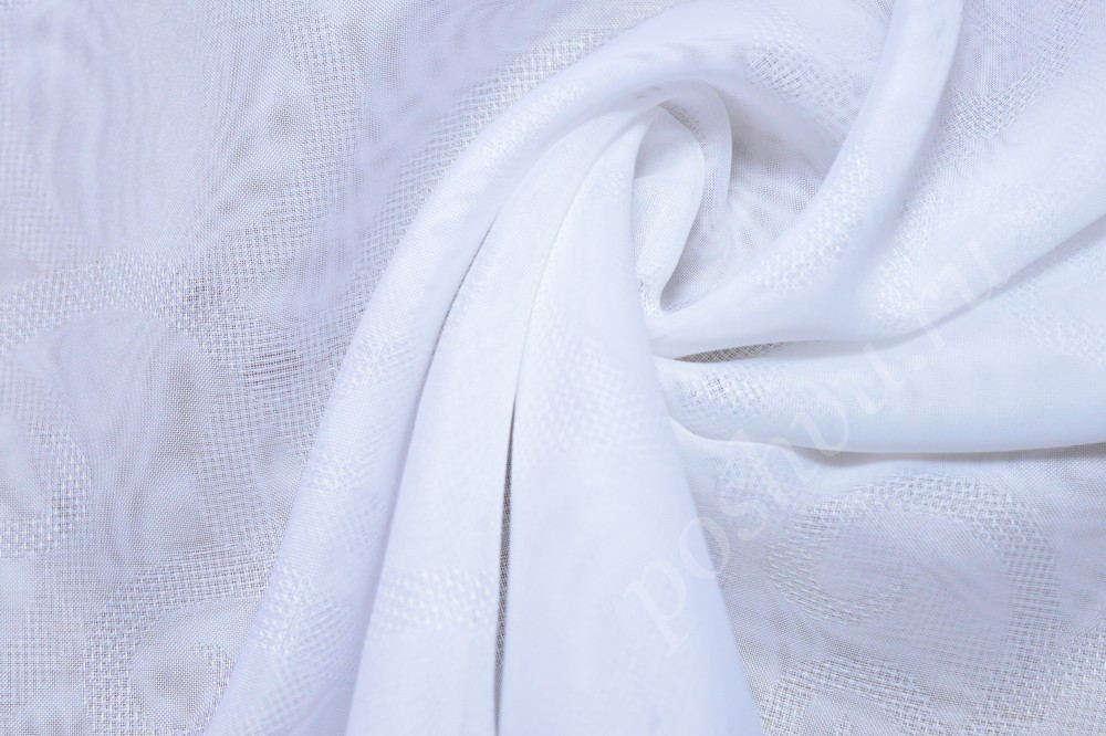 Ткань для штор вуаль белого оттенка