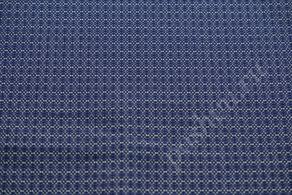 Плательная хлопковая ткань синего оттенка с белым тиснением