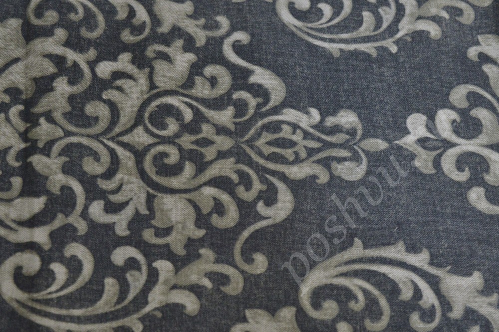 Ткань для штор портьерная серого оттенка с узором