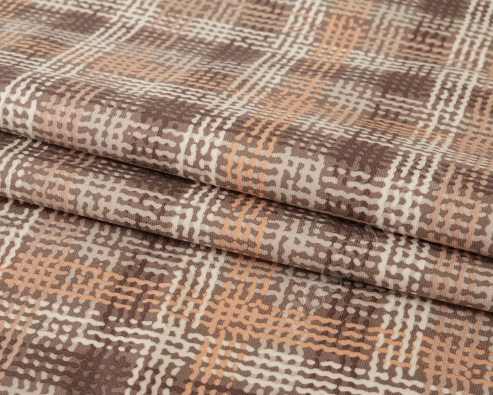 Мебельная ткань Принт QUADRO бежево-коричневая