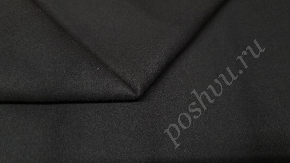 Ткань пальтовая однотонная, черного цвета