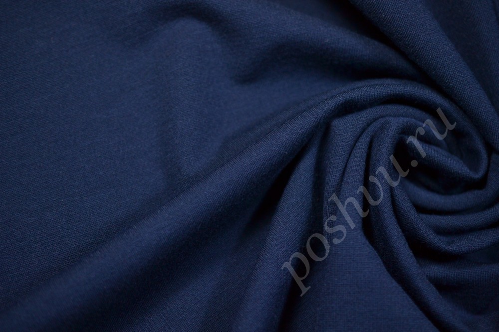 Ткань джерси Прусская синь темно-синего оттенка