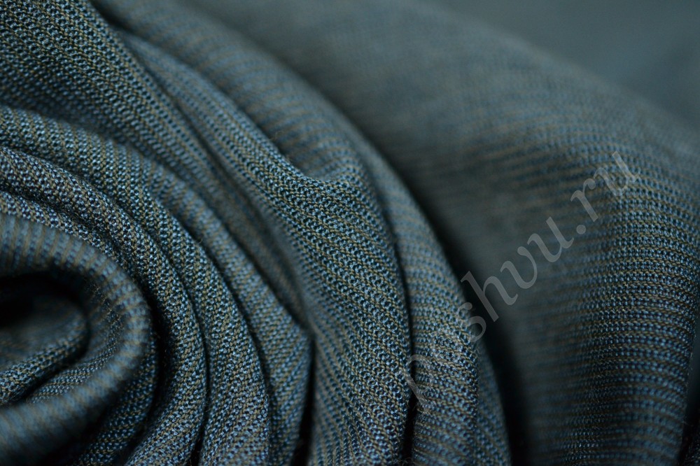 Ткань трикотаж Max Mara серо-синего оттенка с рельефным рисунком