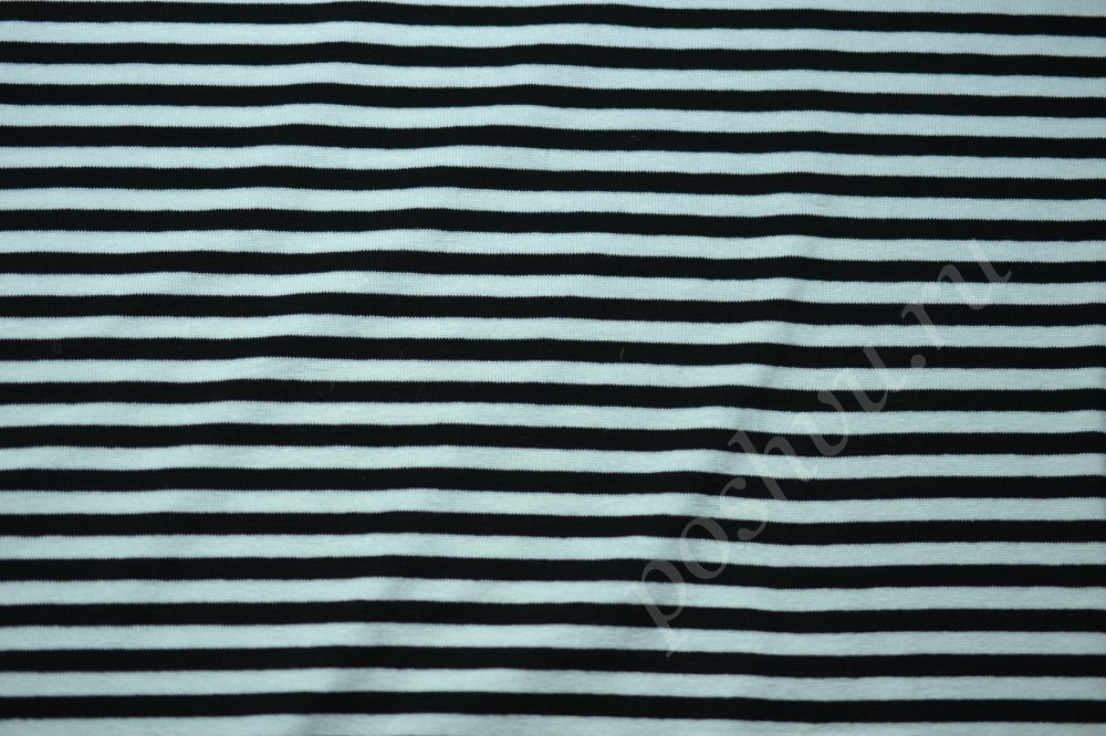 Ткань трикотаж Max Mara в классическую черного-белую полоску