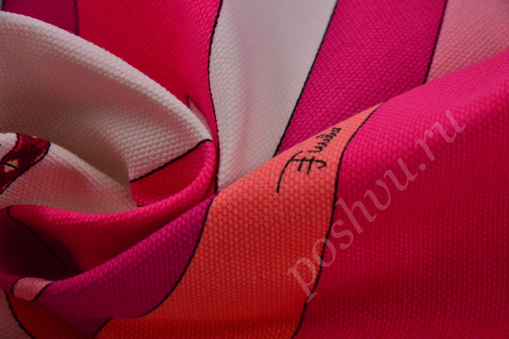 Эффектная хлопковая ткань от бренда Emilio Pucci (Эмилио Пуччи) с абстрактным принтом в розовых тонах