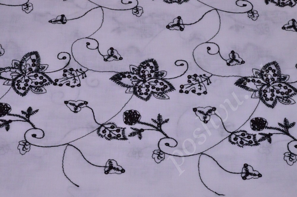 Оригинальная хлопковая ткань с контрастным цветочным принтом
