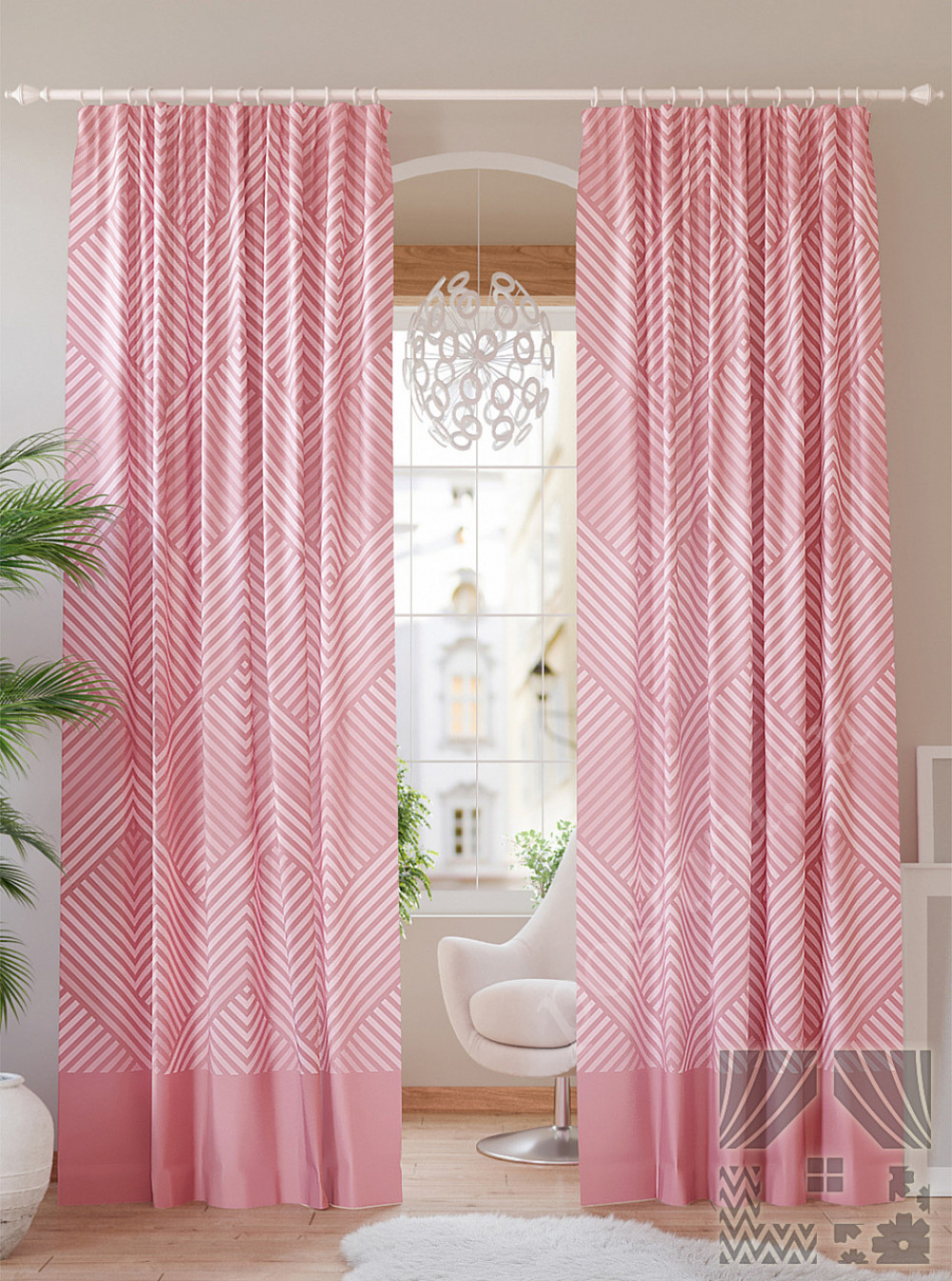 Комплект штор «Эстебан» розовый 150х260см
