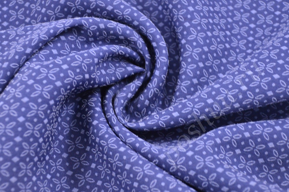 Элегантная ткань жаккард темно-синего цвета с узорами цветы