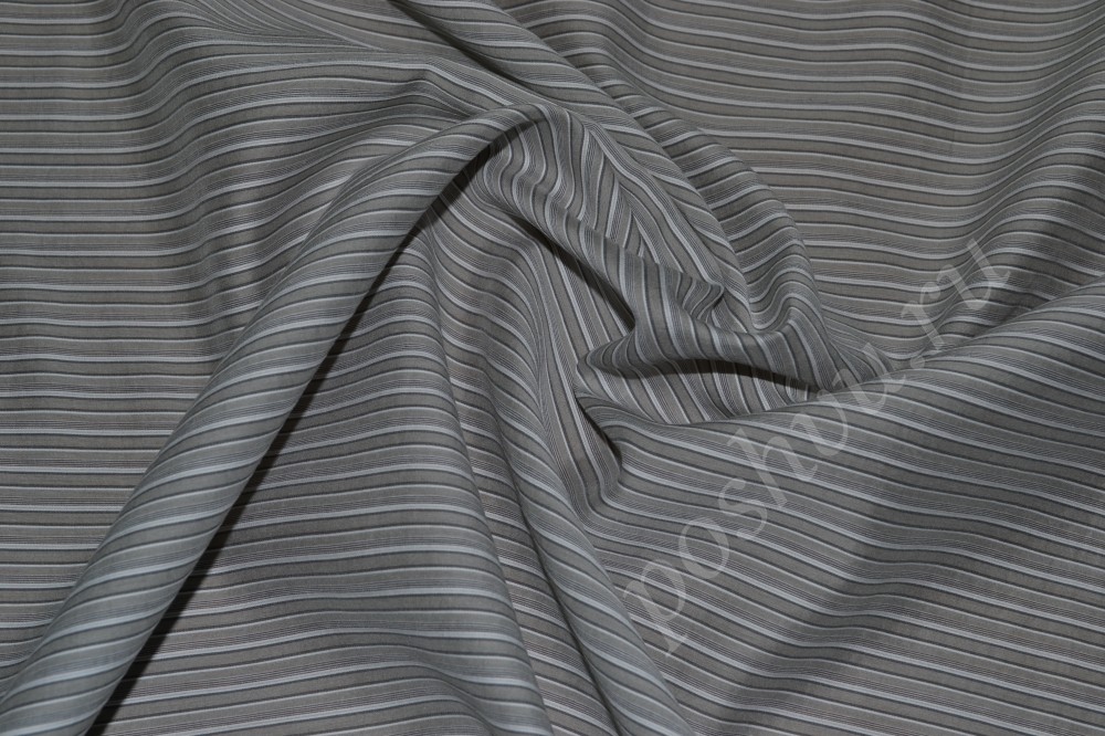 Ткань хлопок серого оттенка в светло и темно-серые полосы