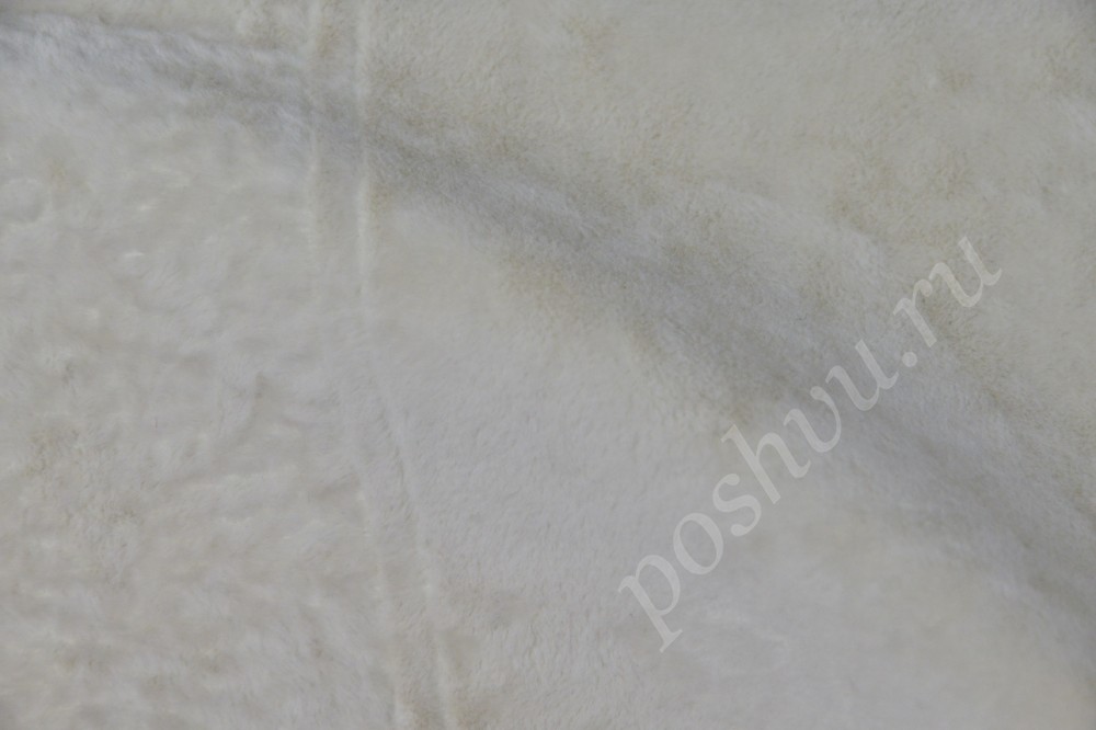 Ткань для мебели флок белого оттенка с рельефным узором и полосами