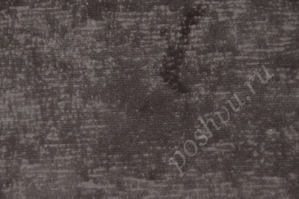 Ткань для мебели флок тёмно-коричневого цвета с рельефным узором