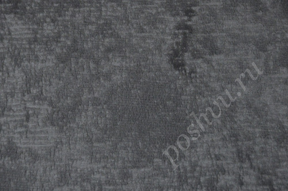 Ткань для мебели флок тёмно-серого цвета