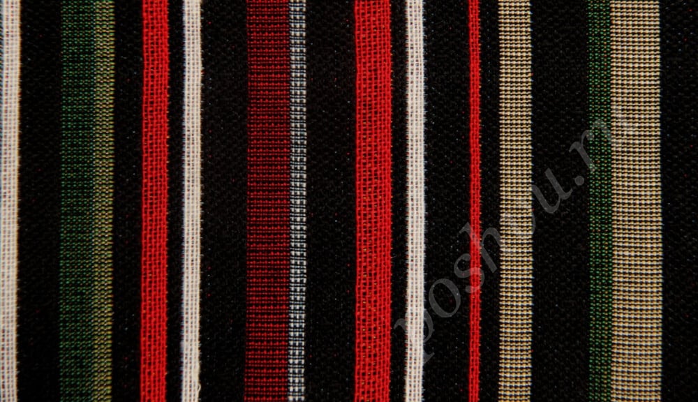 Мебельная ткань гобелен ARBOLEDA LINE темно-коричневые, красные полосы разной ширины шир.140см