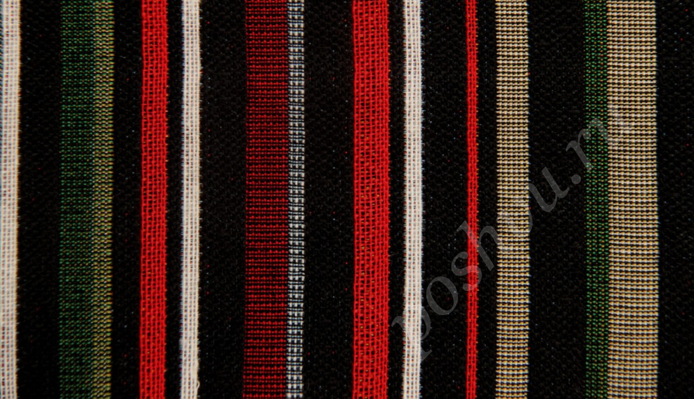 Мебельная ткань гобелен ARBOLEDA LINE темно-коричневые, красные полосы разной ширины шир.280см