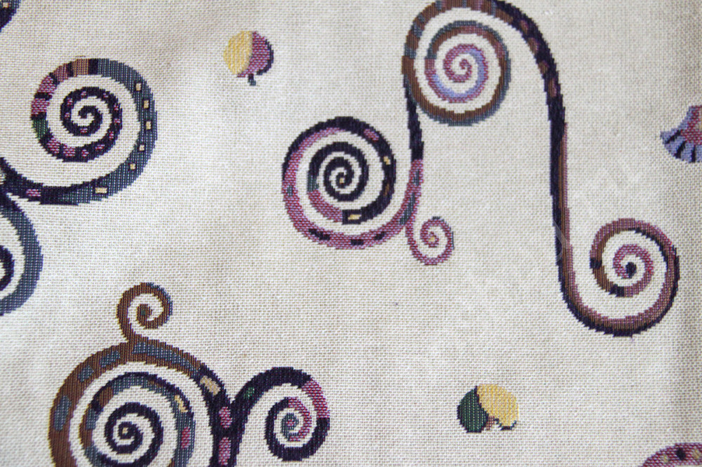 Мебельная ткань гобелен ART лилово-серые завитушки шир.140см