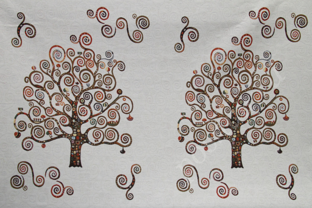 Мебельная ткань гобелен ARTстилизованные деревья в коричнево-оранжевых тонах шир.140см