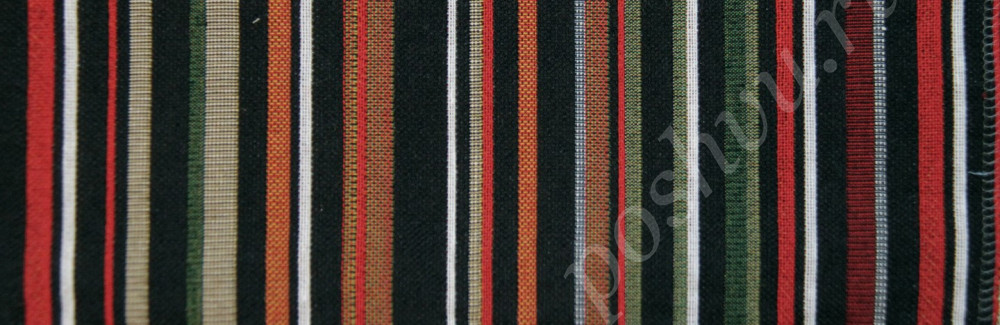 Мебельная ткань гобелен NENUFAR LINE черно-оранжевая полоска шир.140см