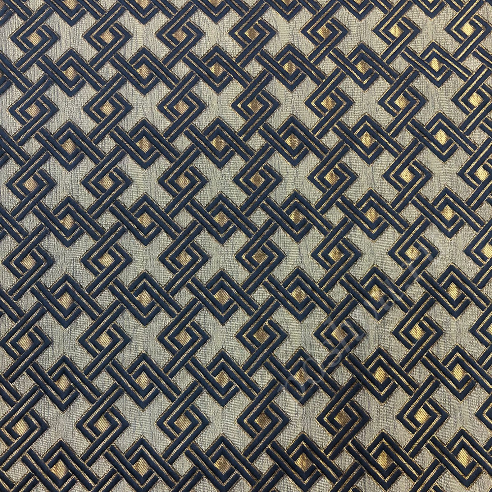 Жаккард IBIZA темно-синего цвета с геометрическим орнаментом (500г/м2)