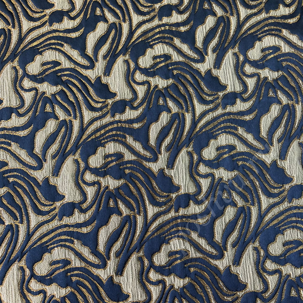 Жаккард IBIZA темно-синего цвета с растительным орнаментом (500г/м2)
