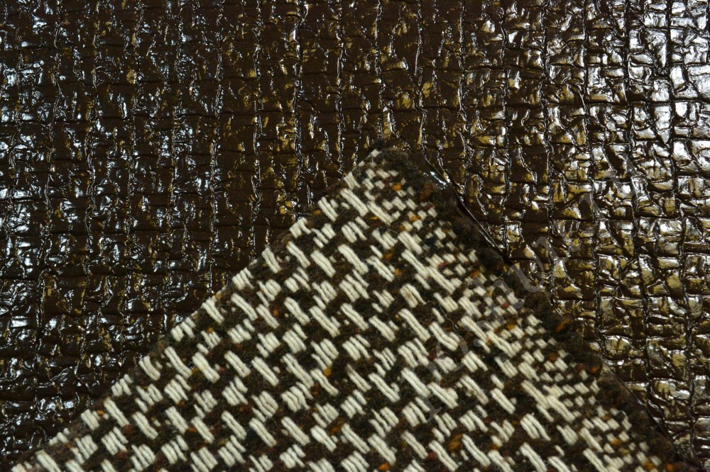 Двухсторонняя лакированная/шерсть ткань шоколадного цвета