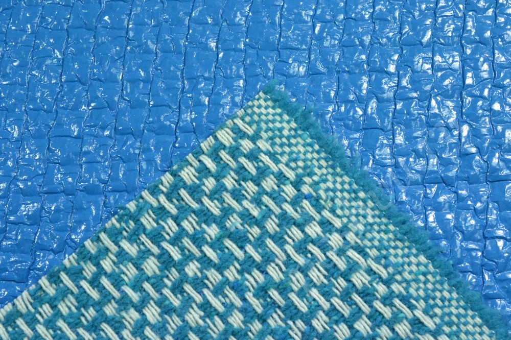 Ткань двухсторонняя лакированная/шерсть голубого цвета