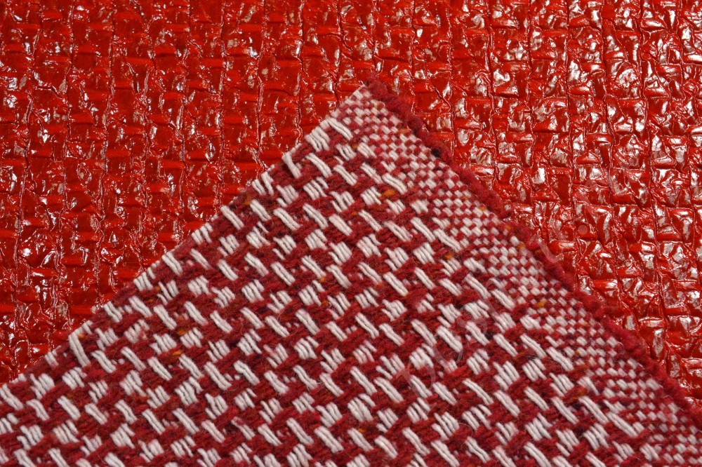 Ткань двухсторонняя лакированная/шерсть красного цвета