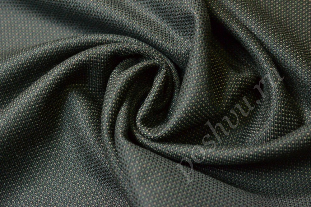 Ткань трикотажная черного цвета с коричневым и зеленым вкраплением