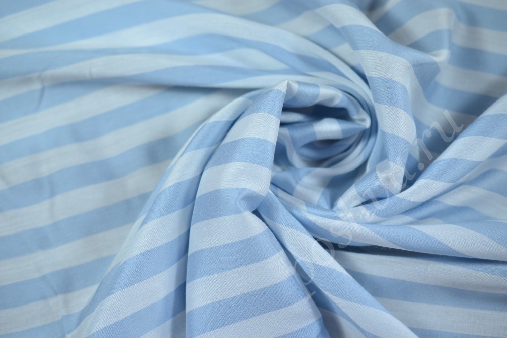 Ткань блузочная Marella в синюю и голубую полосу