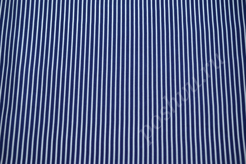 Ткань шелк Fendi в узкую полоску синего и белого оттенков