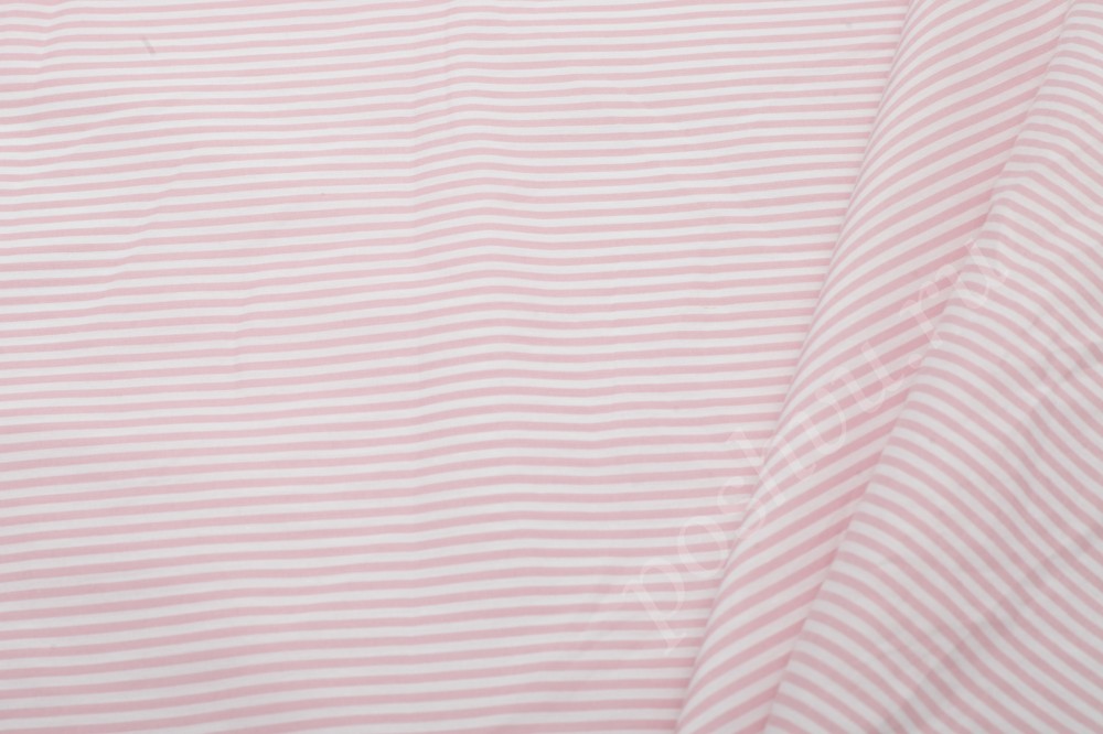 Хлопковая набивная ткань в розовую полоску