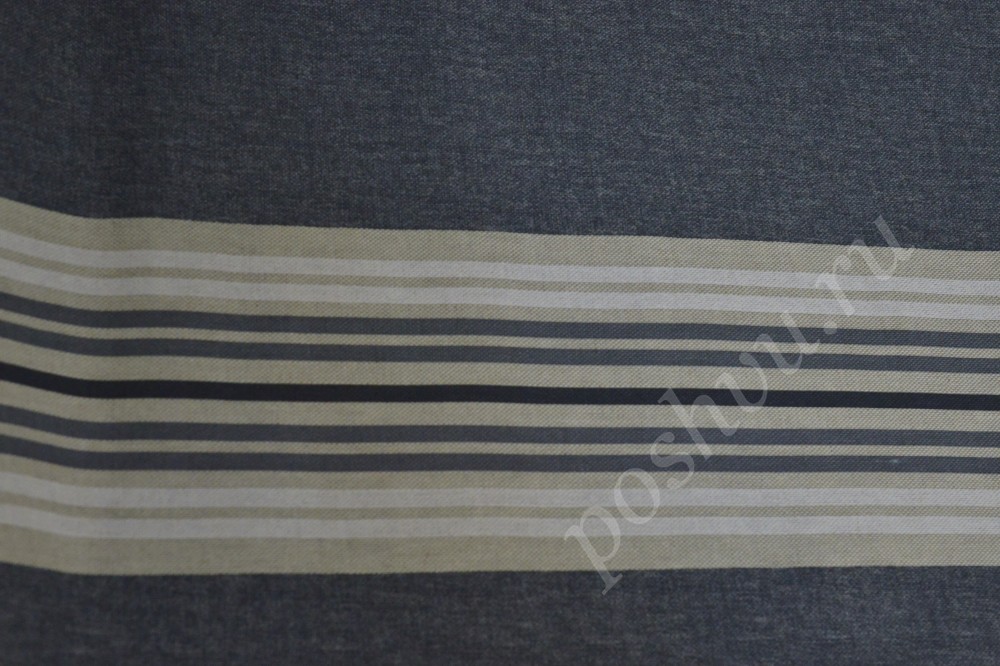 Ткань для штор портьерная серого оттенка в полоску