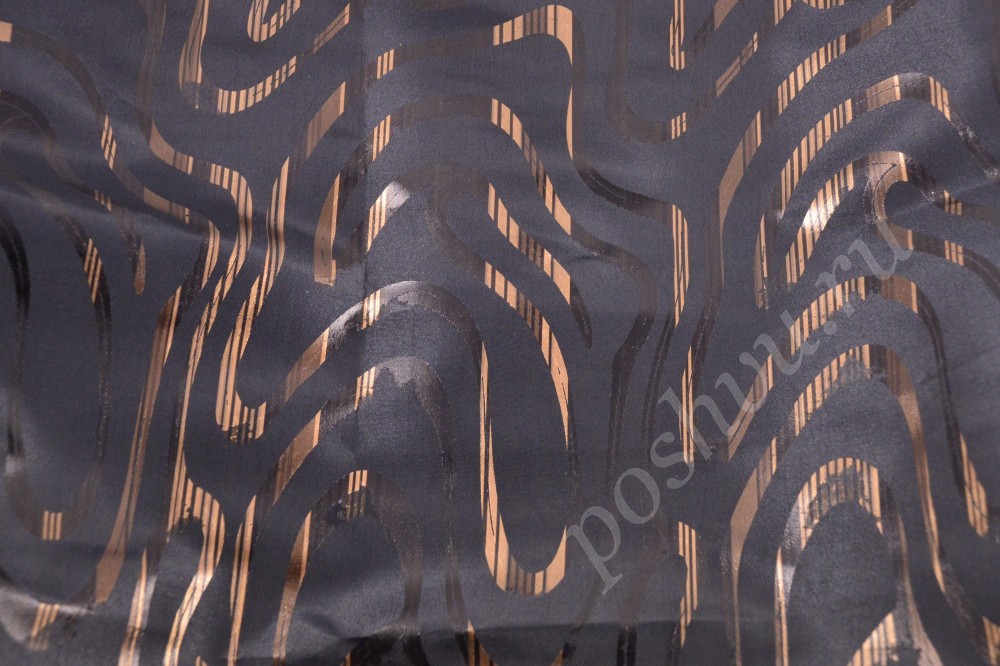 Ткань атлас-тафта темно-серого оттенка с узором