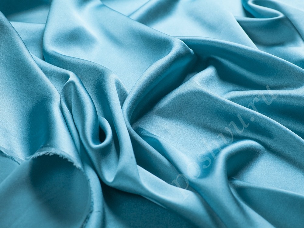 Ткань Шелк атлас с эластаном Голубая лагуна