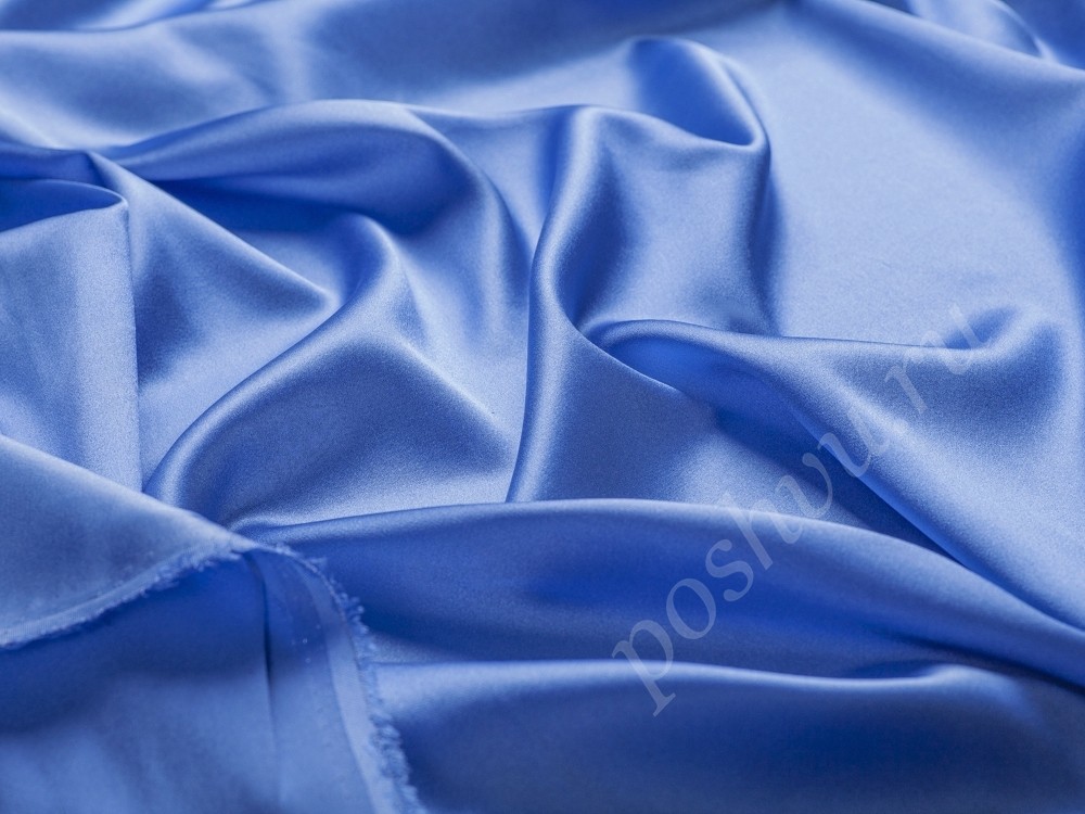 Ткань Шелк атлас с эластаном Голубой горизонт