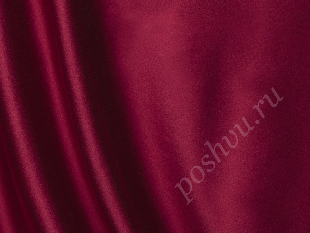 Ткань Бордовый атласный шелк с эластаном