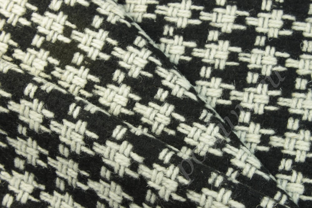 Пальтовая шерстяная ткань черно-белая Max Mara