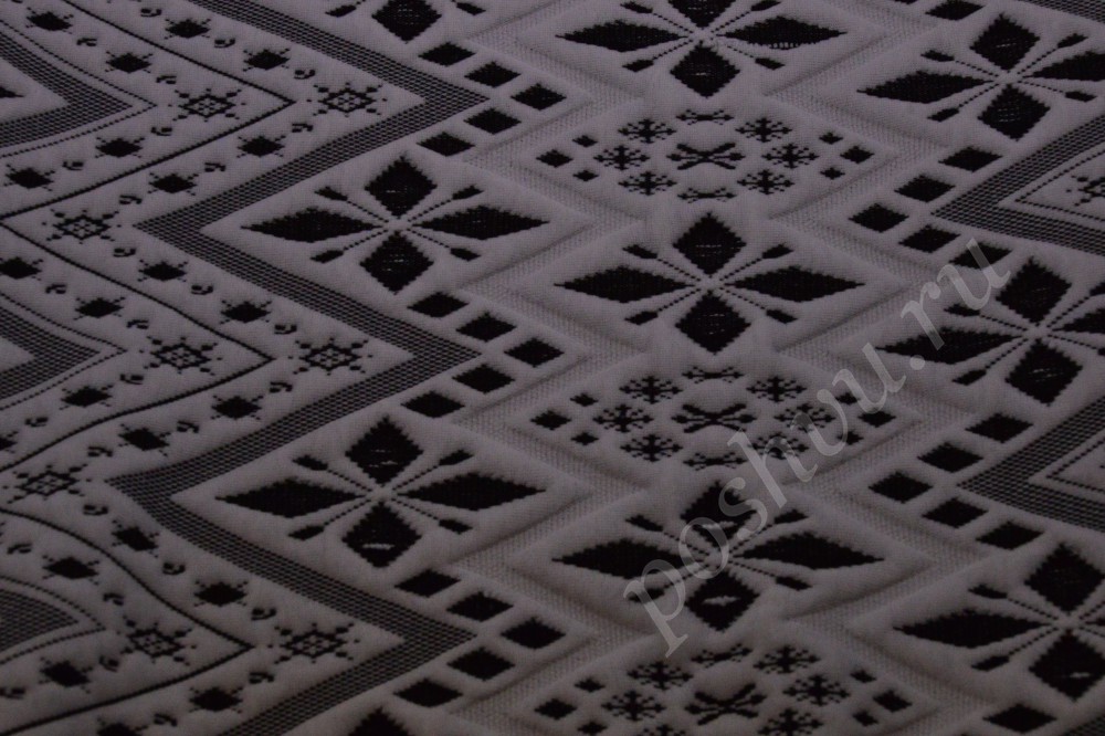 "Зимняя" трикотажная ткань в чёрно-белой цветовой гамме с интересной фактурой