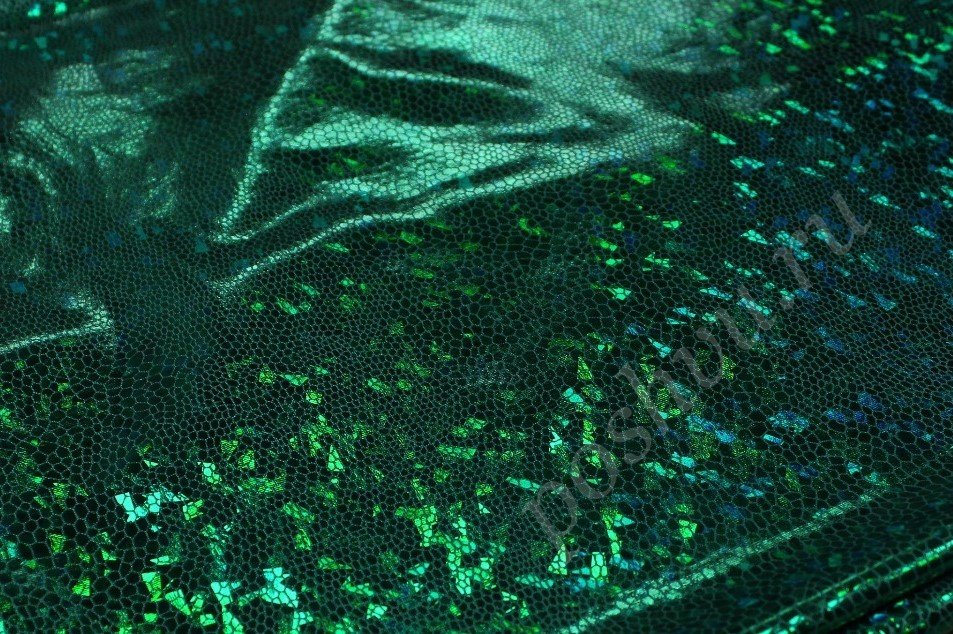 Ткань трикотажная голографическая зеленая