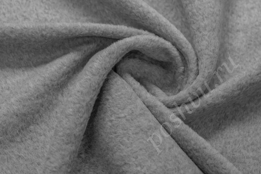 Пальтовая ткань светло-серого цвета с коротким ворсом