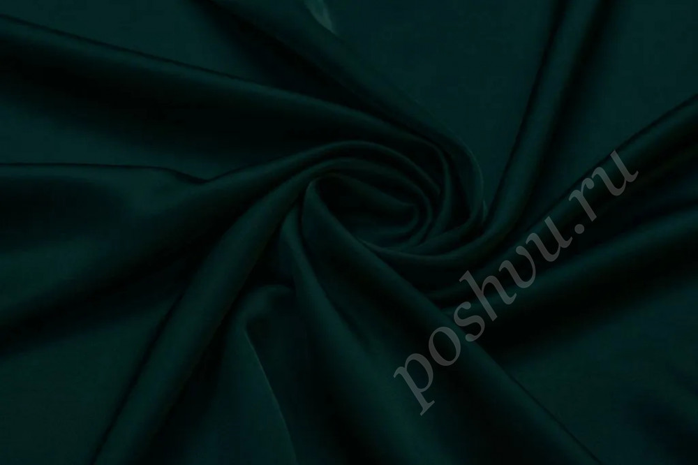 Плательная ткань темно-зеленого цвета с атласным блеском