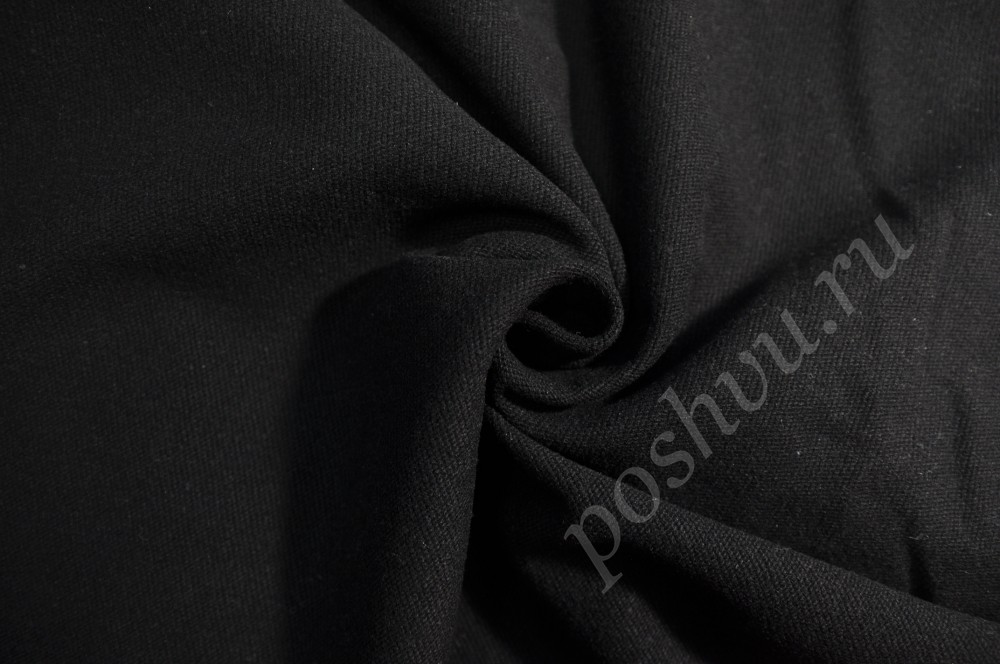 Пальтовая шерстяная ткань Чёрного оттенка