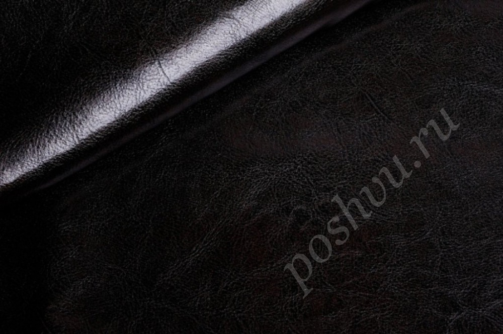 Мебельная ткань экокожа ATTIKA черно-коричневого цвета 610г/м2