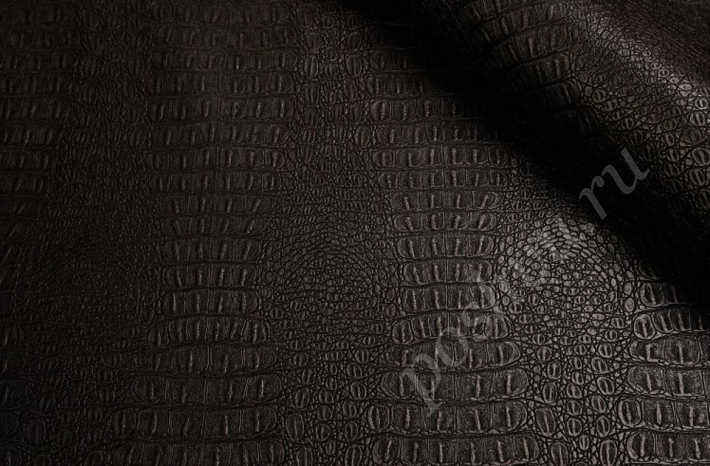 Мебельная ткань экокожа CROCODILE коричневого цвета 710г/м2