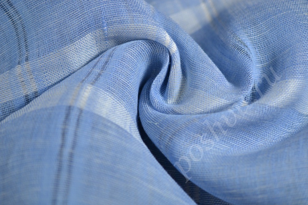 Натуральная льняная ткань изысканного синего оттенка