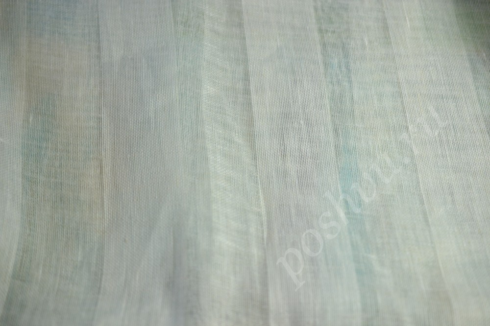 Ткань лен натуральный белого оттенка в рельефные полосы