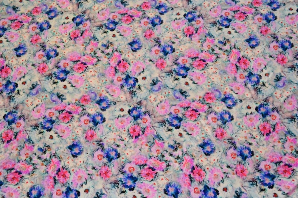 Ткань шелковый атлас Цветочное поле