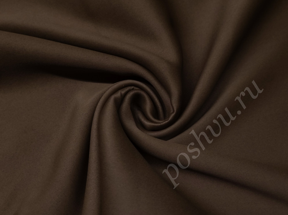 Портьера Блэкаут коричневого цвета с чёрной нитью