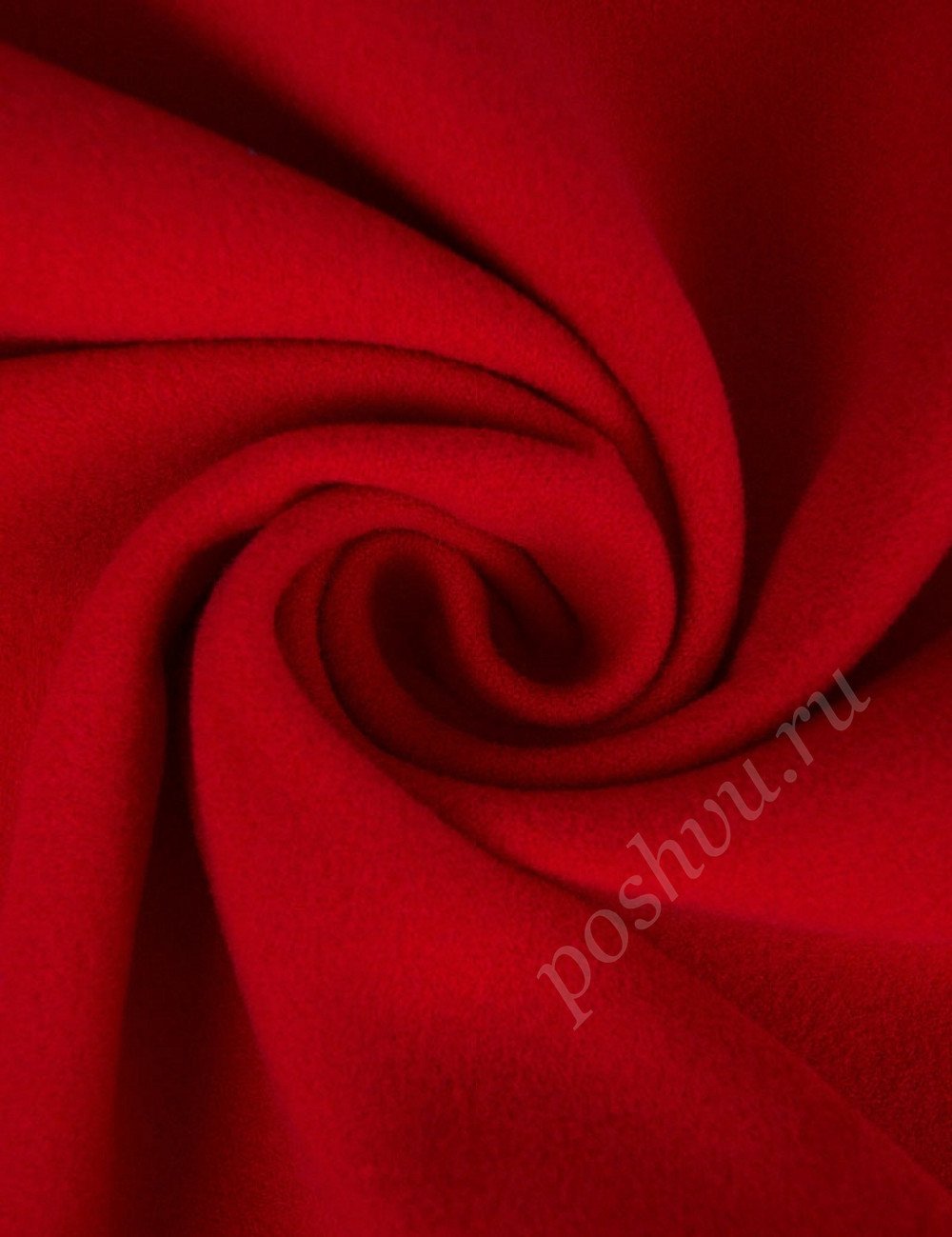 Ткань пальтовая однотонная, цвет красный