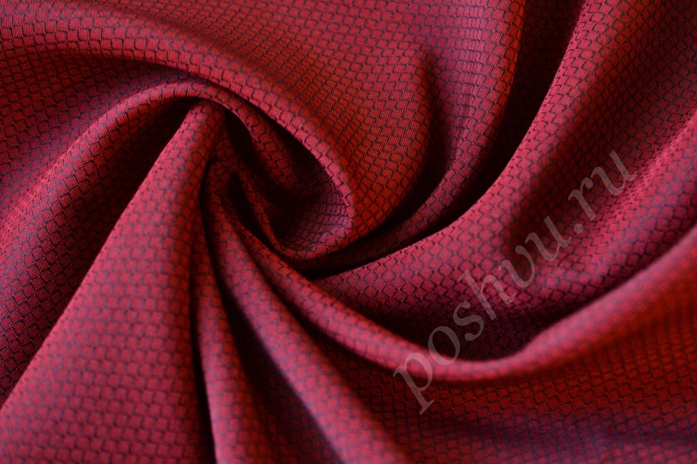 Ткань костюмная бордового цвета с узором